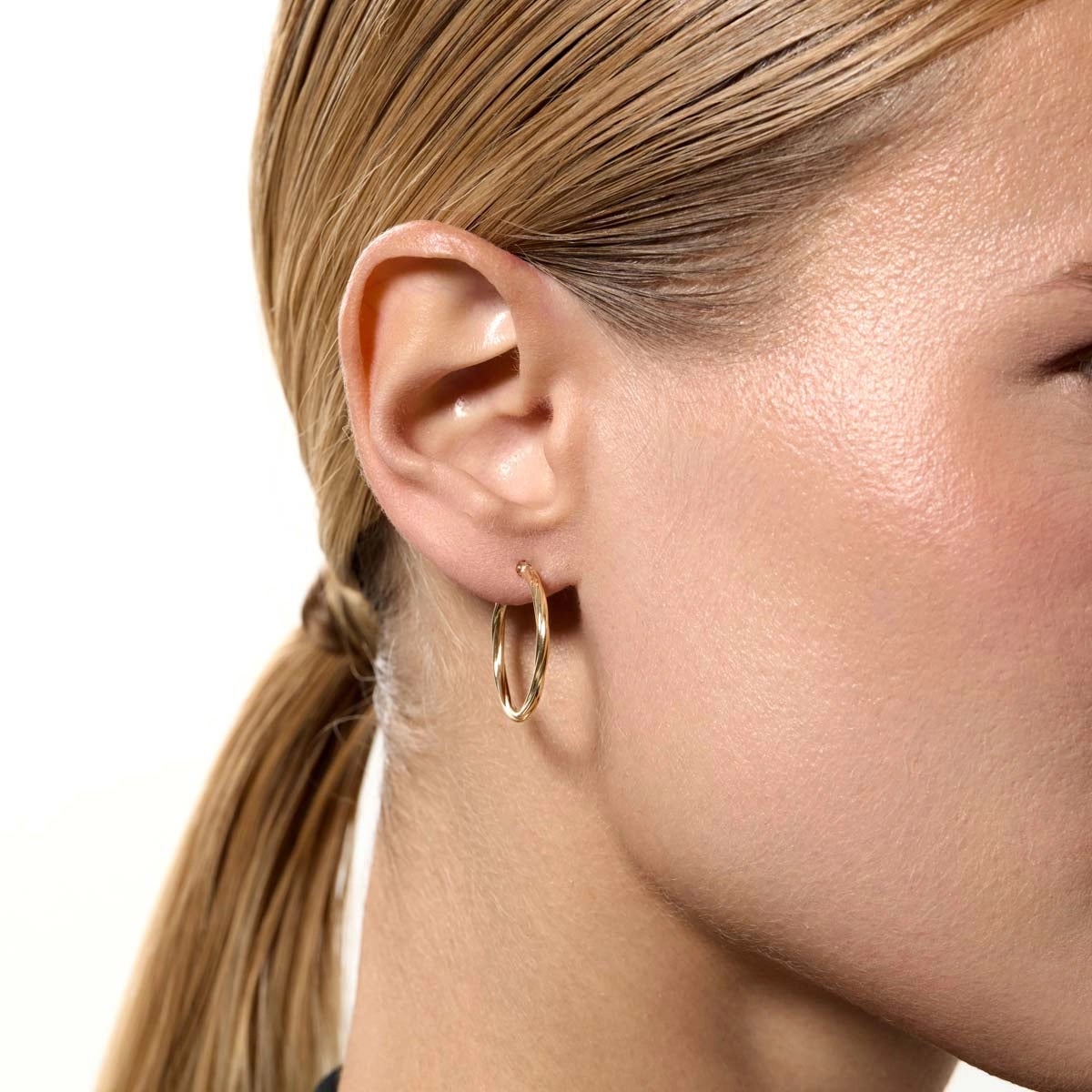 Pendientes de aro de oro 18K 25 mm TWIST