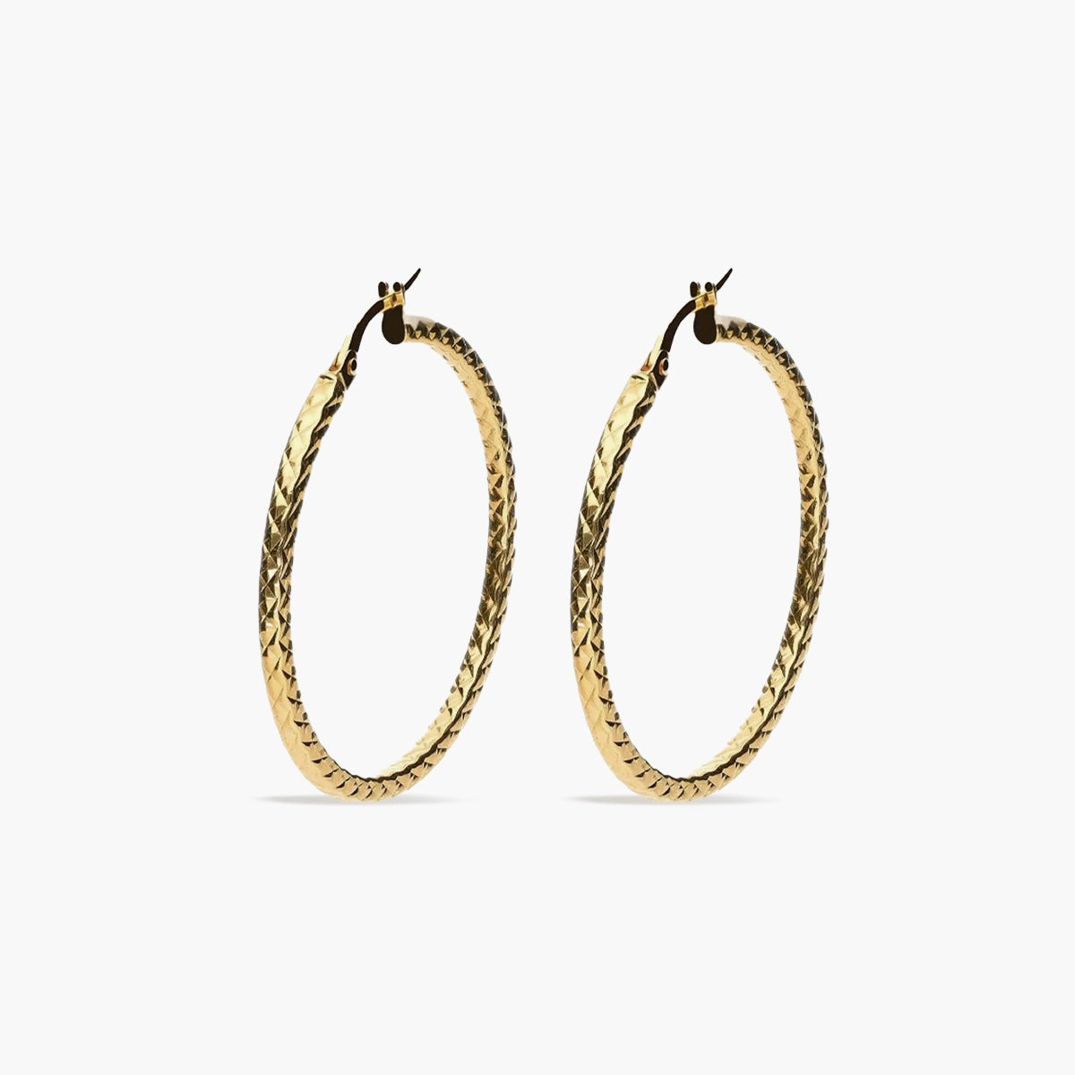 Pendientes de aro dibujo rombo de oro 18K 25 mm