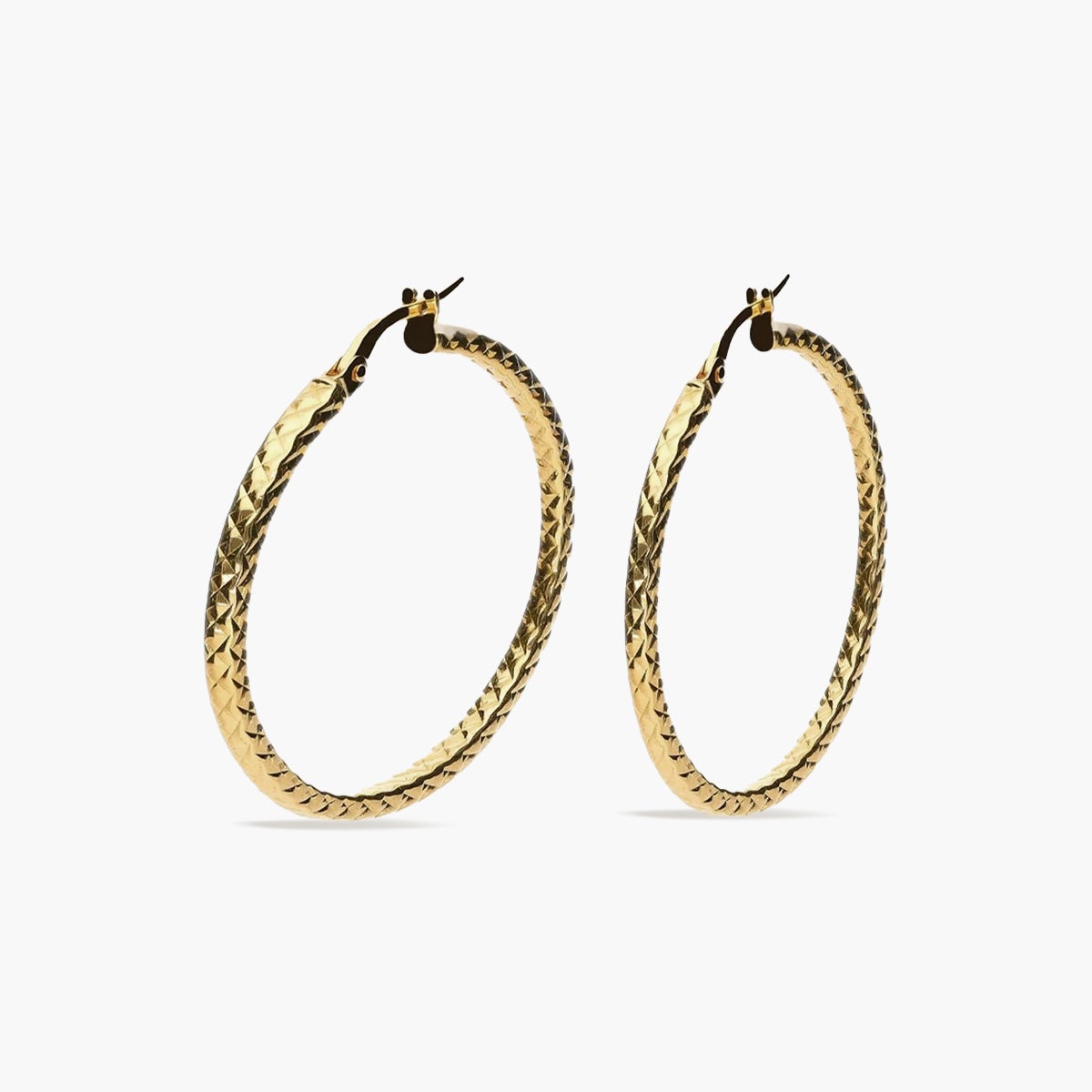 Pendientes de aro dibujo rombo de oro 18K 25 mm