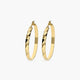 Pendientes de aro media caña rizado de oro 18K 30 mm