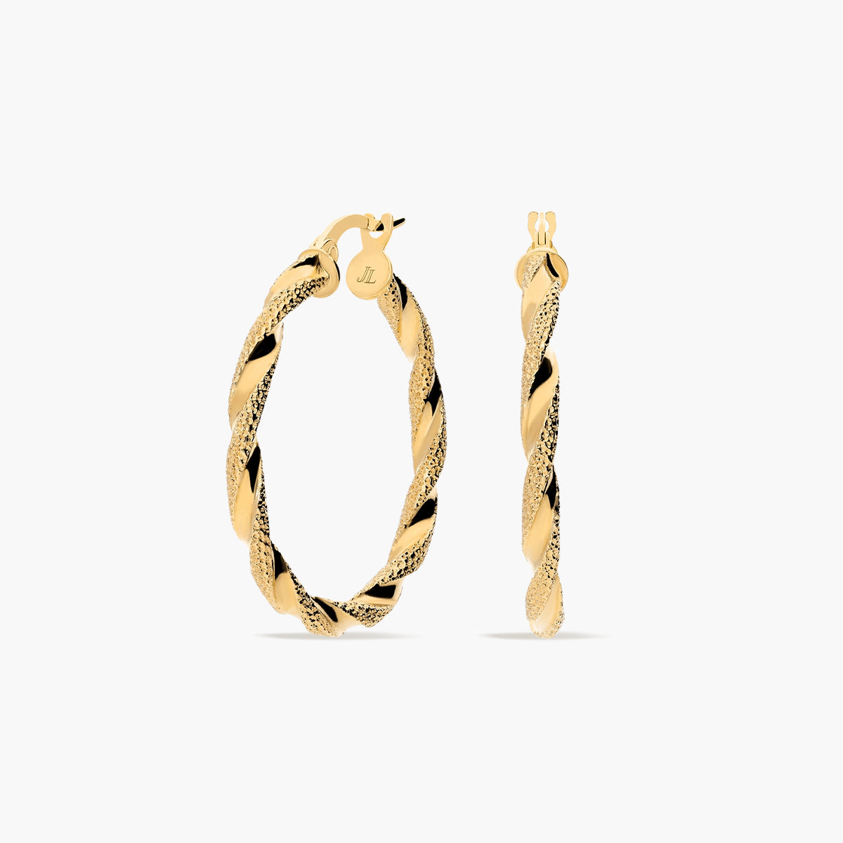Pendientes de aro oro dibujo diamantado 18K 30 mm