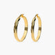 Pendientes de aro media caña rizado de oro 18K 35 mm