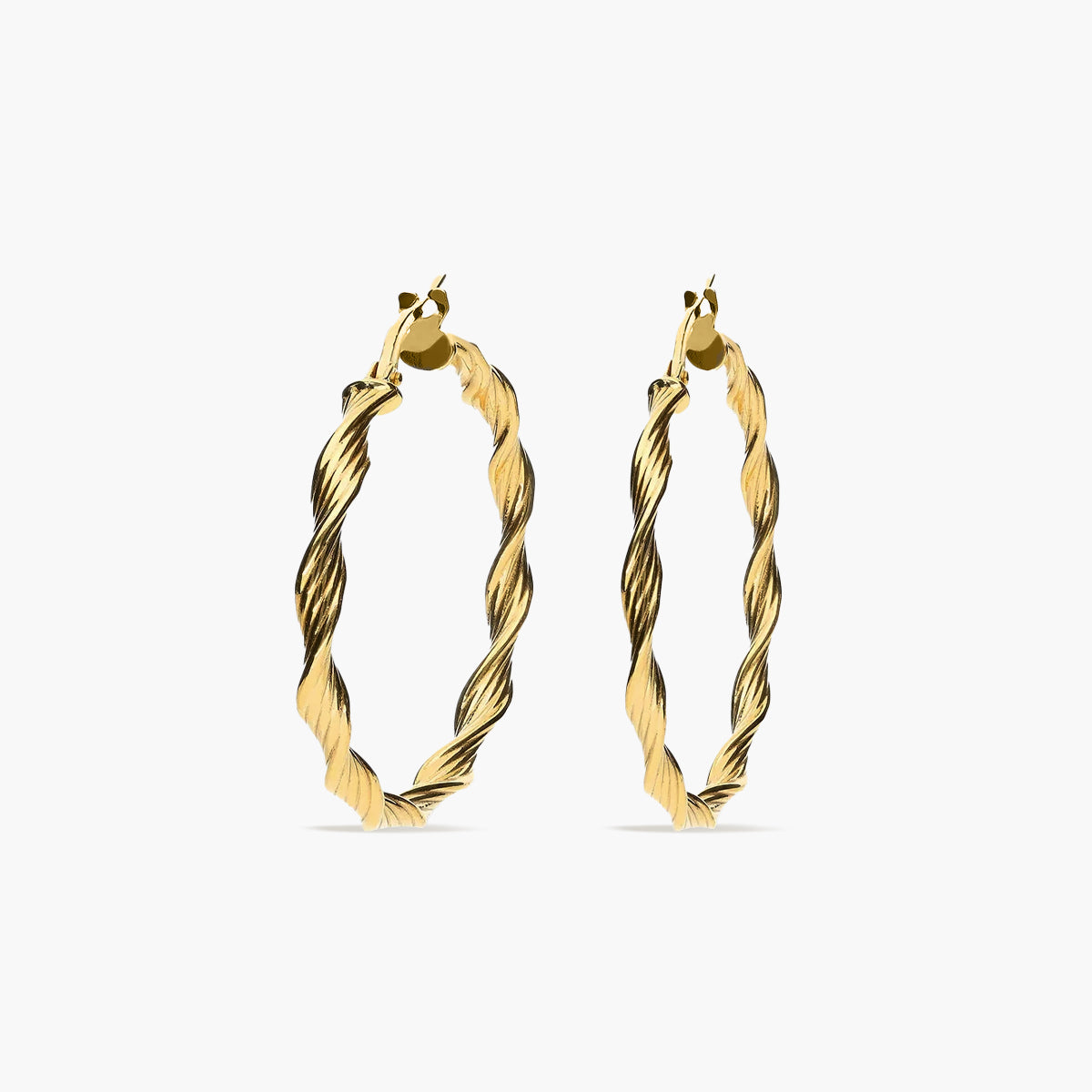 Pendientes de aro rizados de oro 18K 30 mm