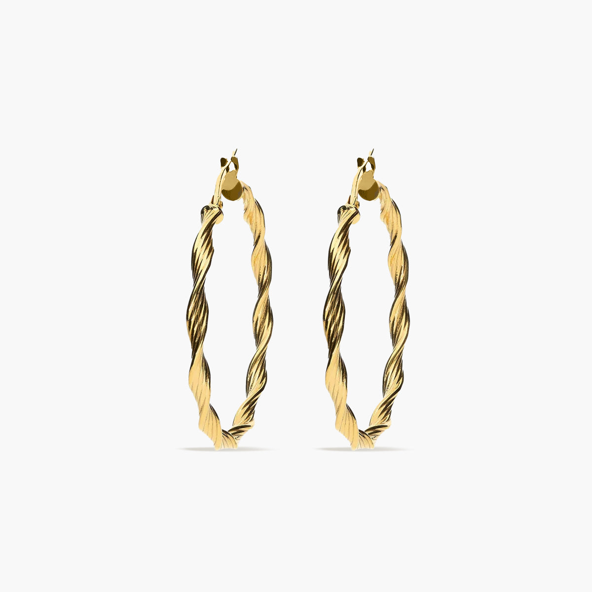 Pendientes de aro rizados de oro 18K 30 mm