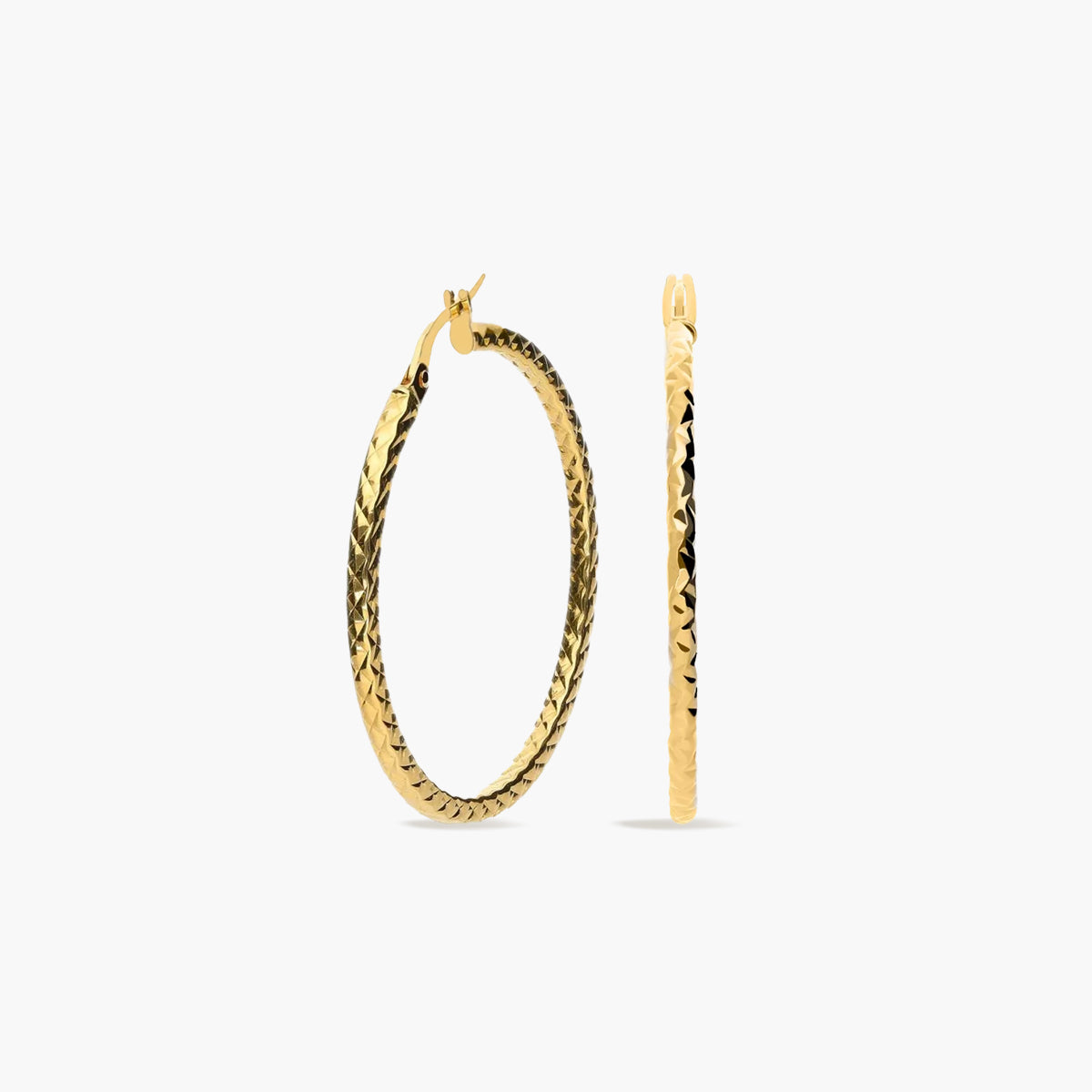 Pendientes de aro dibujo triángulo de oro 18K 40 mm