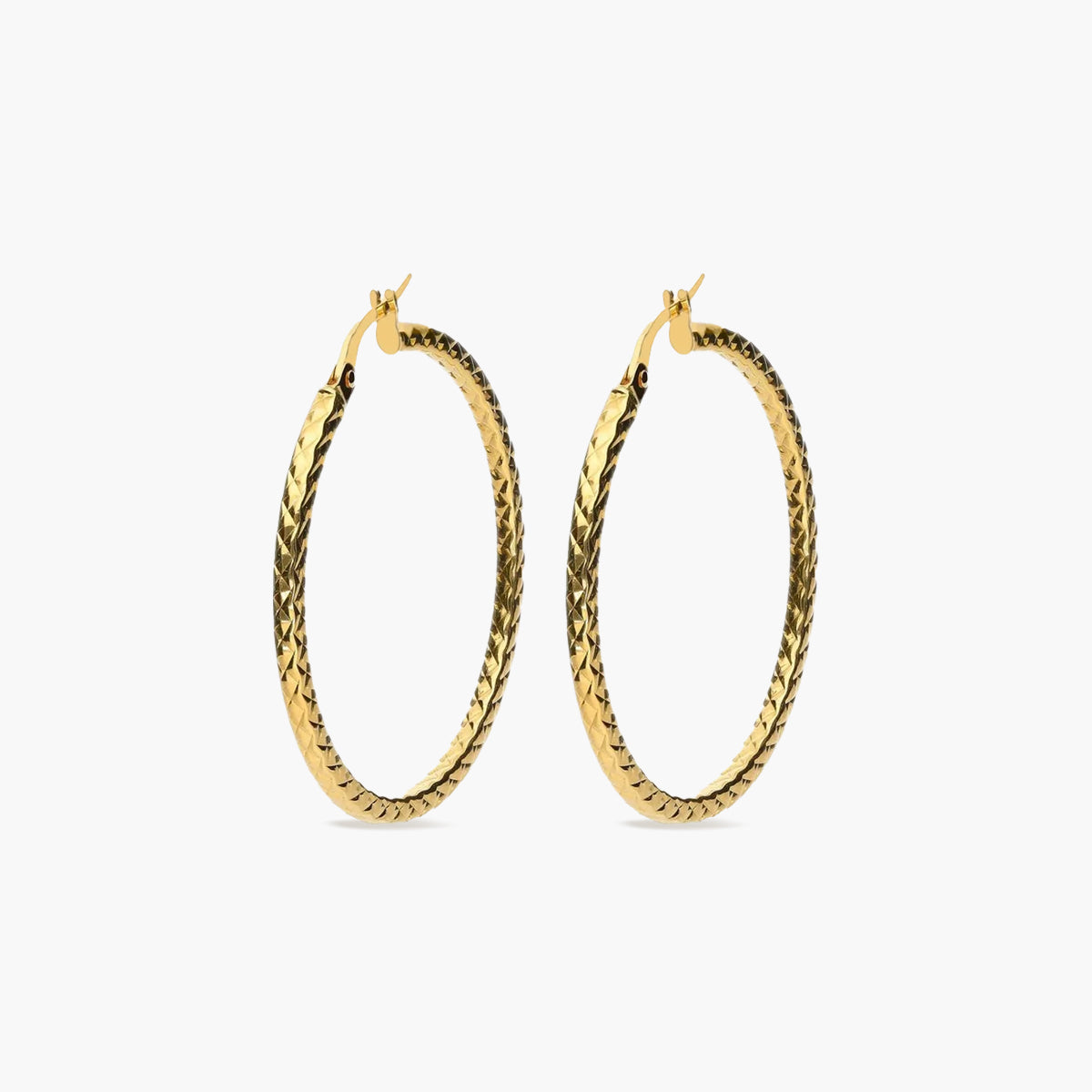 Pendientes de aro dibujo triángulo de oro 18K 40 mm