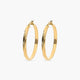 Pendientes de aro media caña rizado de oro 18K 40 mm