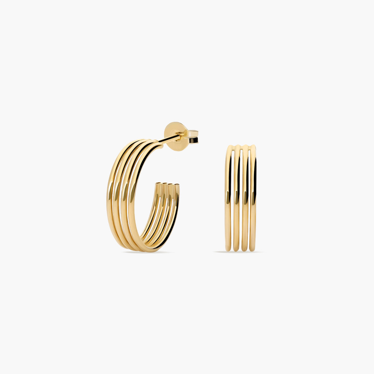 Pendientes de aro cuatro tubos de oro 18K 15 mm