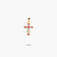 Cruz de oro 18K circonitas rojas 16 mm