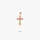 Cruz de oro 18K circonitas rojas 16 mm