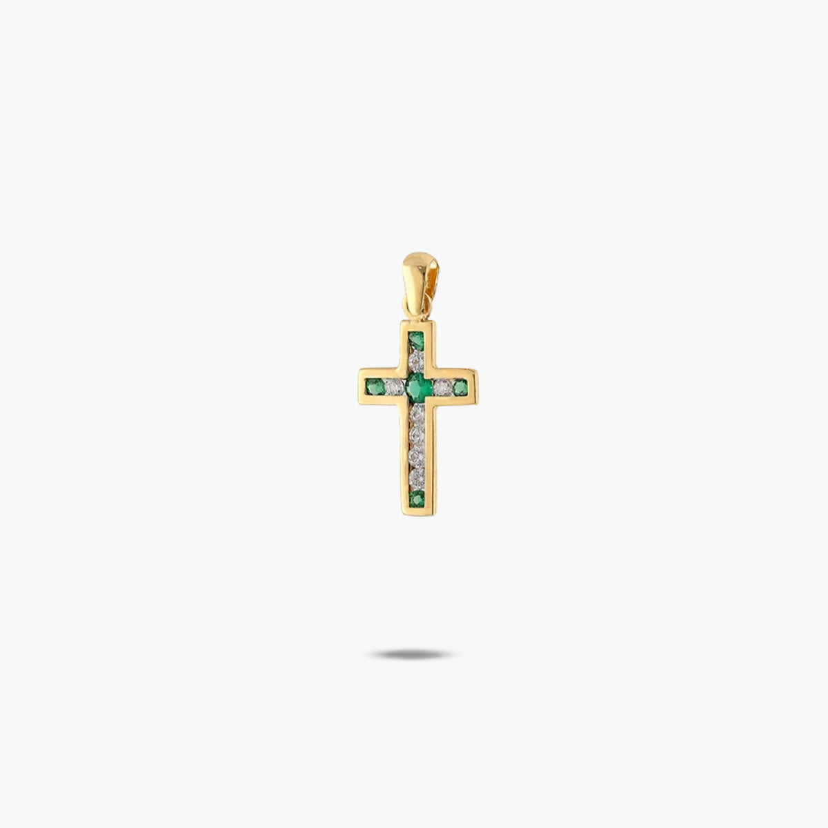 Cruz de oro 18K circonitas en canal 16 mm