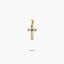 Cruz de oro 18K circonitas blanca y azul 16 mm