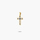 Cruz de oro 18K circonitas blanca y azul 16 mm