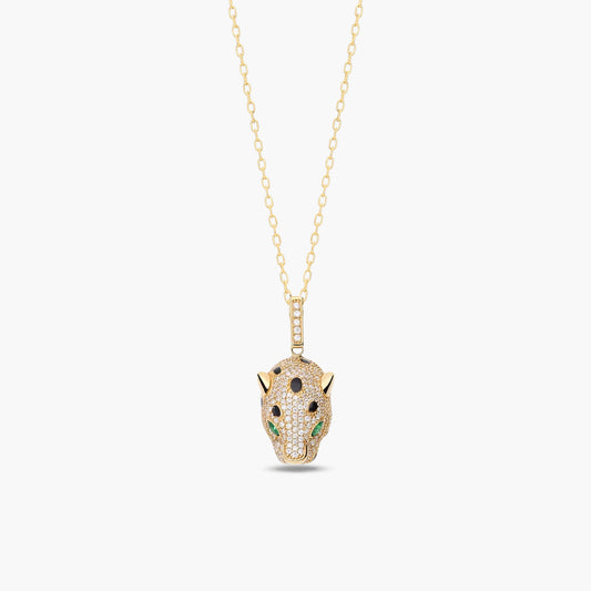 Collar de oro 18K circonitas 20 mm LEOPARD