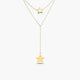 Collar doble estrellas de oro 18K 9 mm