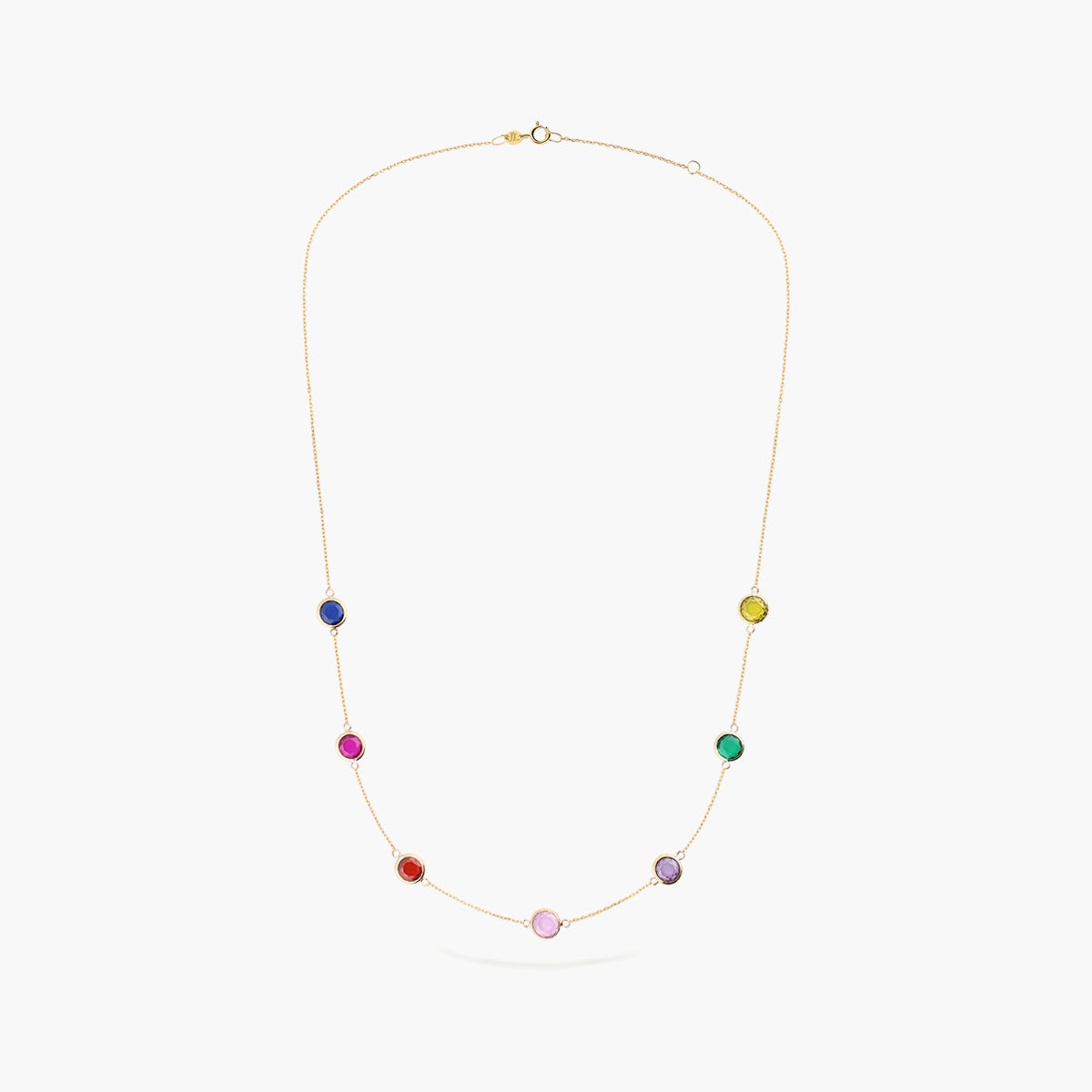 Collar de oro 18K circonitas multicolor 42-45 cm