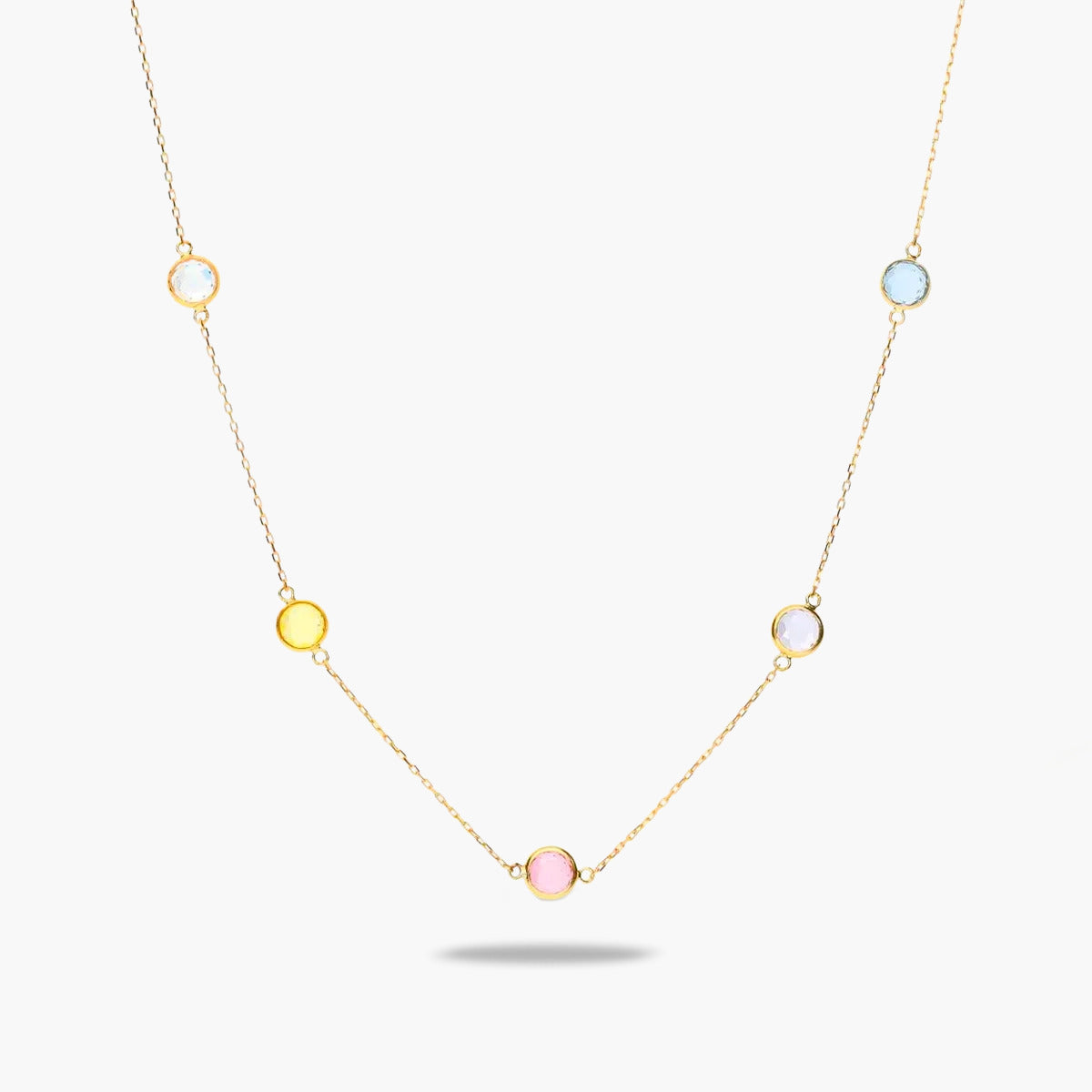 Collar de oro 18K circonitas multicolor 42-45 cm