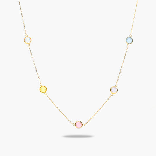 Collar de oro 18K circonitas multicolor 42-45 cm