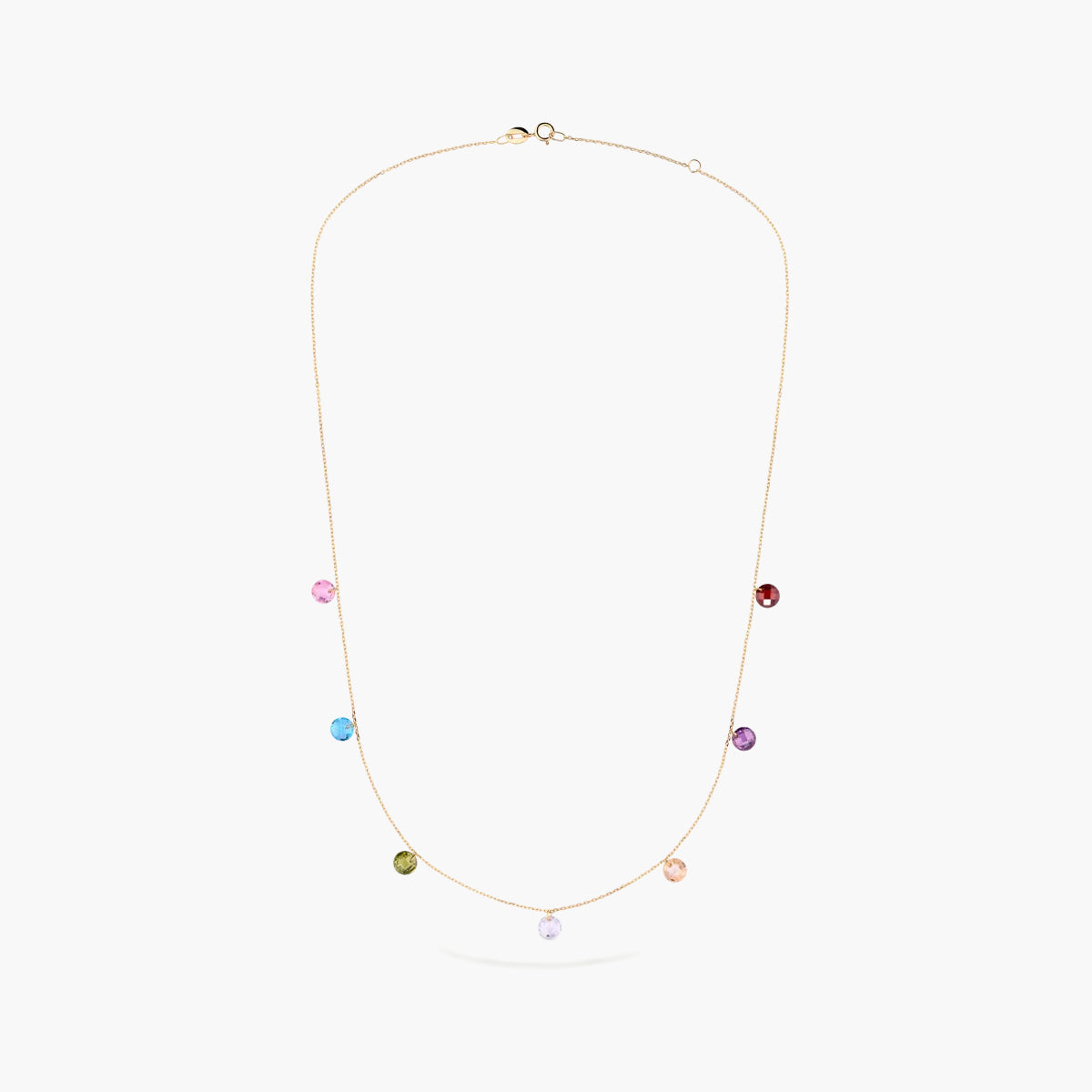 Collar de oro 18K circonitas multicolor 38-42 cm
