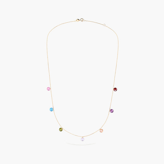 Collar de oro 18K circonitas multicolor 38-42 cm