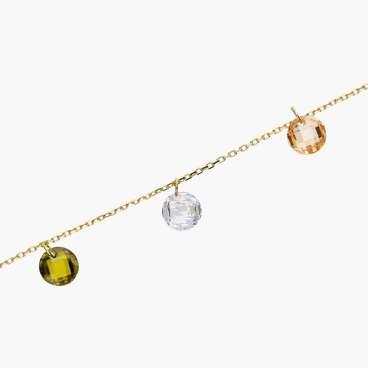 Collar de oro 18K circonitas multicolor 38-42 cm