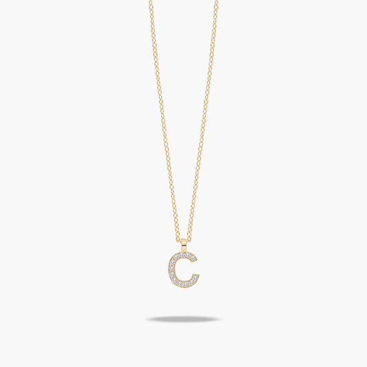 Collar oro 18K circonitas C ABECEDARY