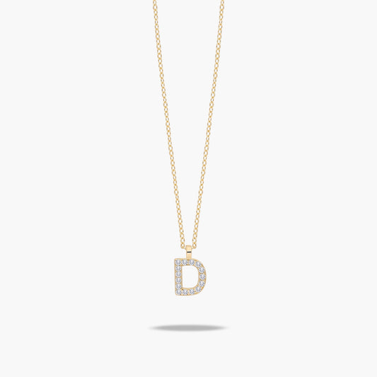 Collar de oro 18K circonitas D ABECEDARY