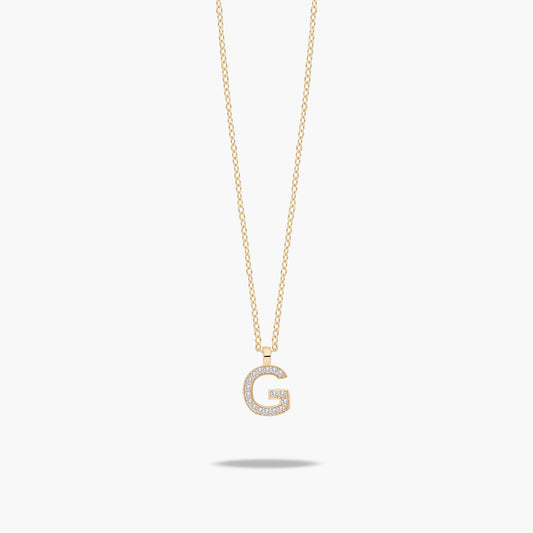 Collar de oro 18K circonitas G ABECEDARY