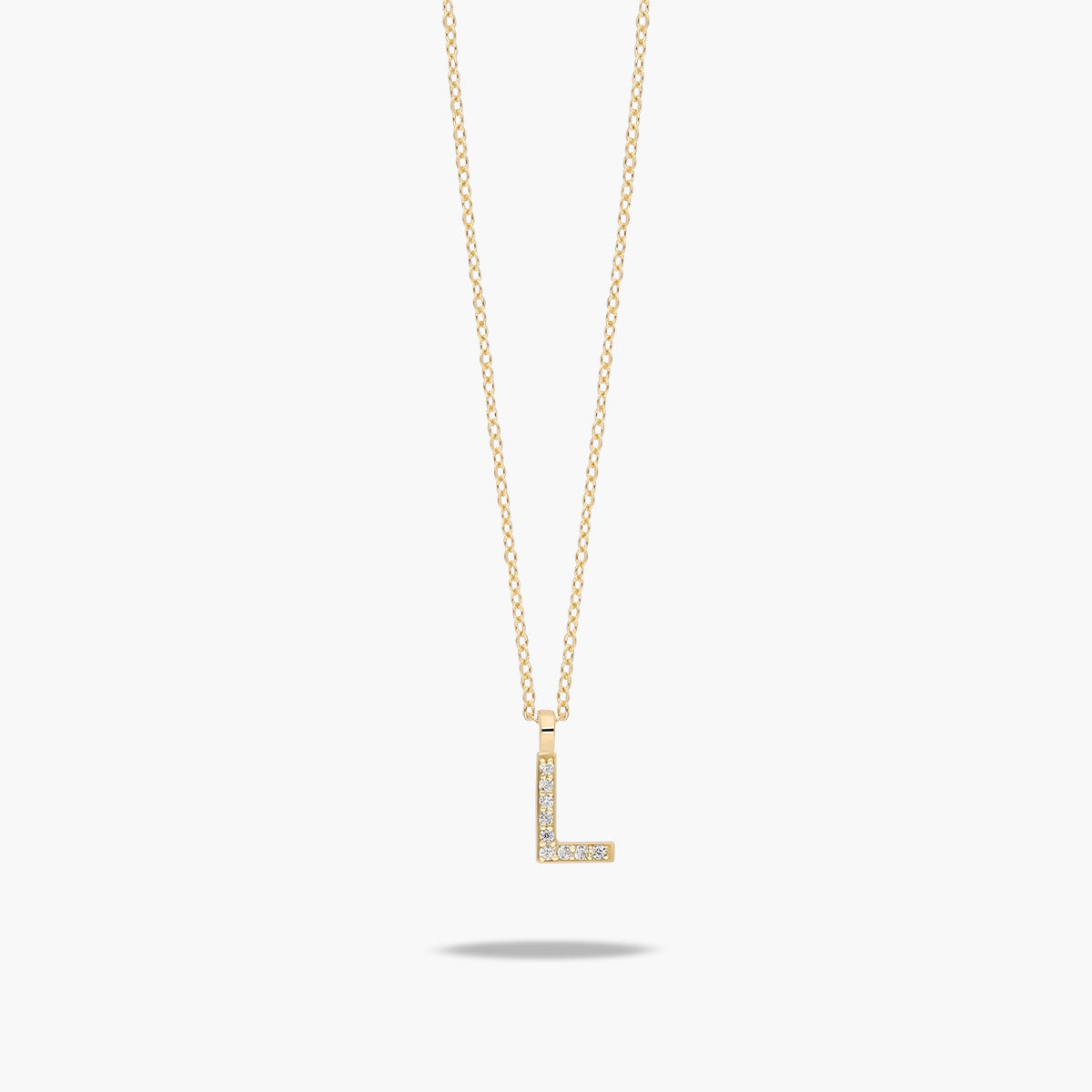 Collar de oro 18K circonitas L ABECEDARY