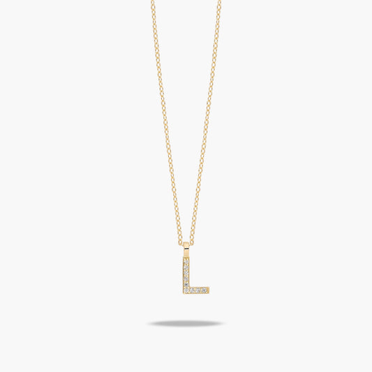 Collar de oro 18K circonitas L ABECEDARY