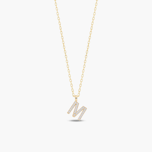 Collar oro 18K circonitas M ABECEDARY