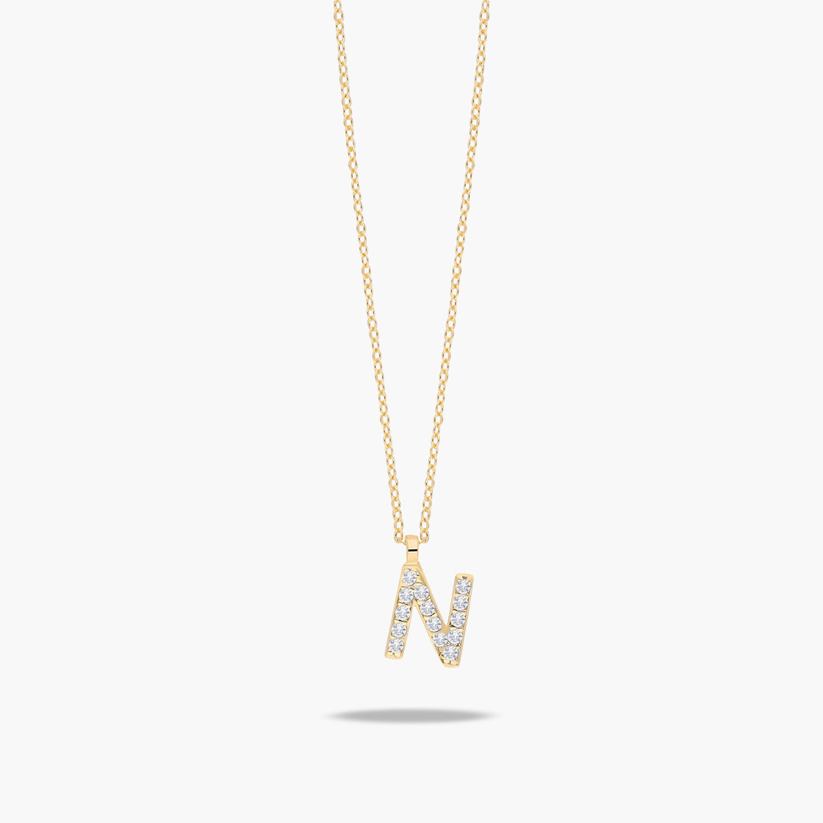 Collar de oro 18K circonitas N ABECEDARY