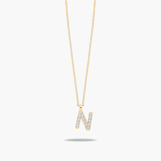 Collar de oro 18K circonitas N ABECEDARY