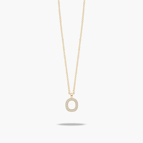Collar de oro 18K circonitas O ABECEDARY