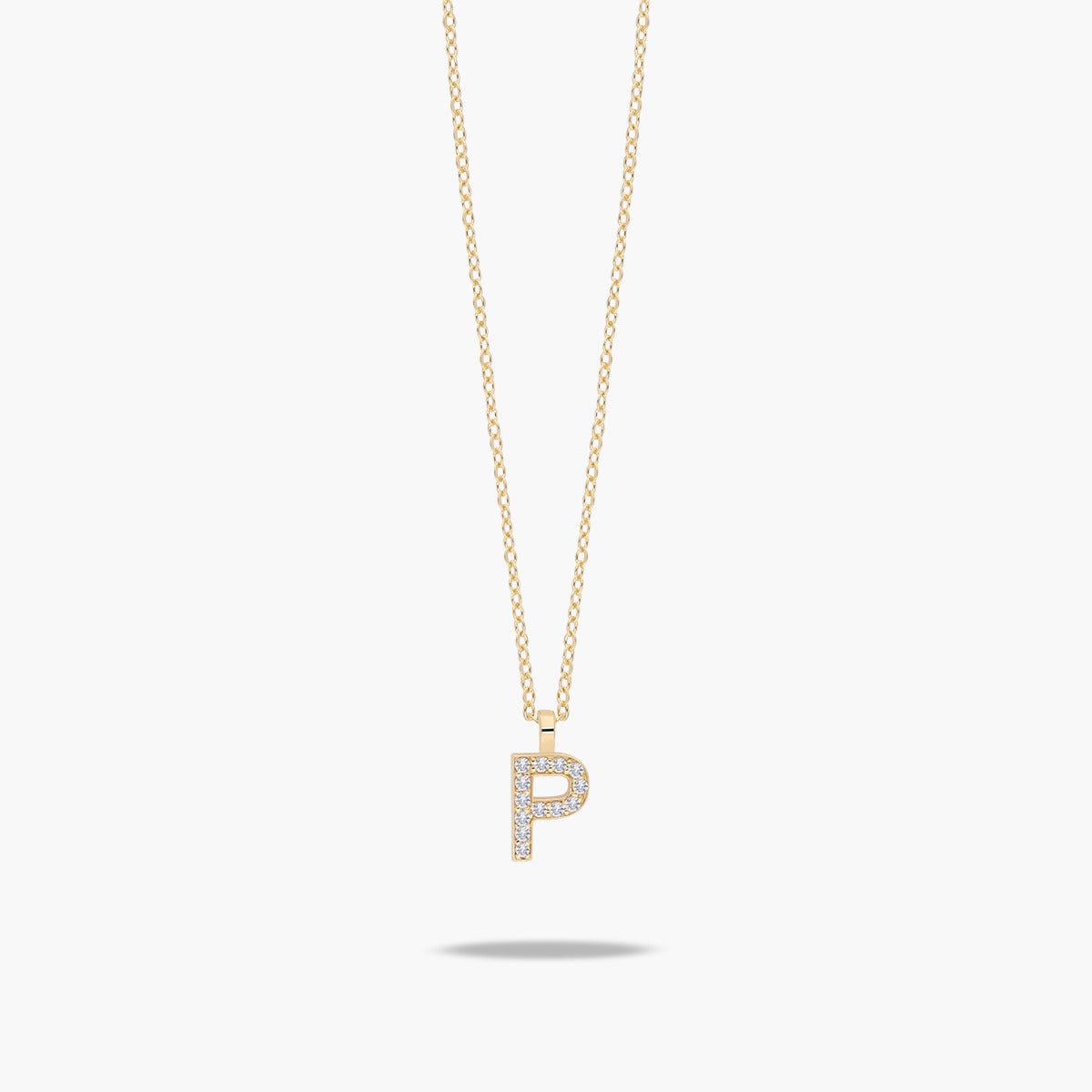 Collar de oro 18K circonitas P ABECEDARY