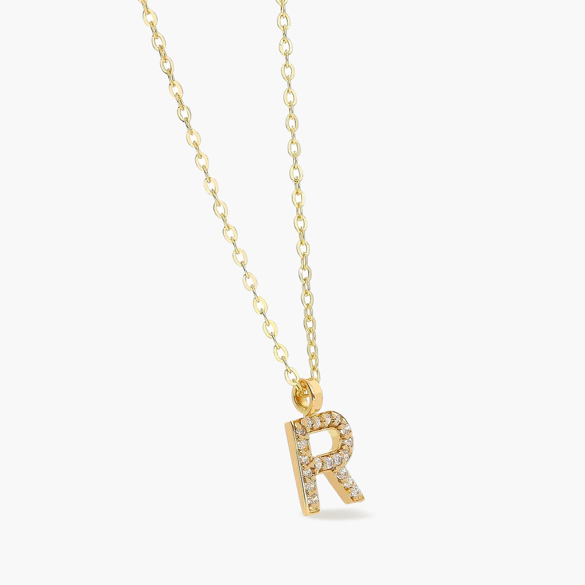 Collar de oro 18K circonitas R ABECEDARY