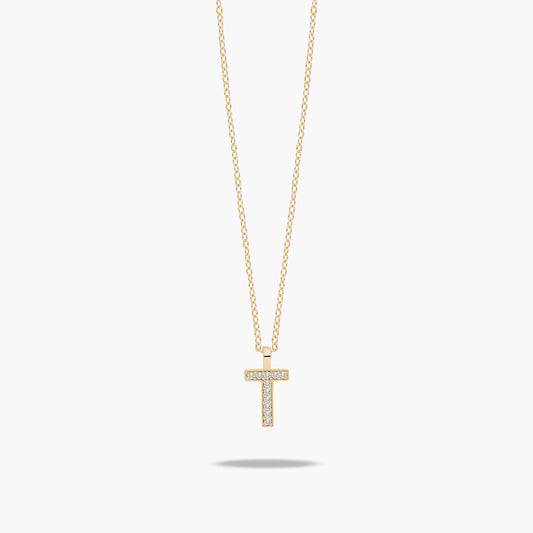 Collar de oro 18K circonitas T ABECEDARY