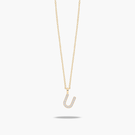 Collar de oro 18K circonitas U ABECEDARY