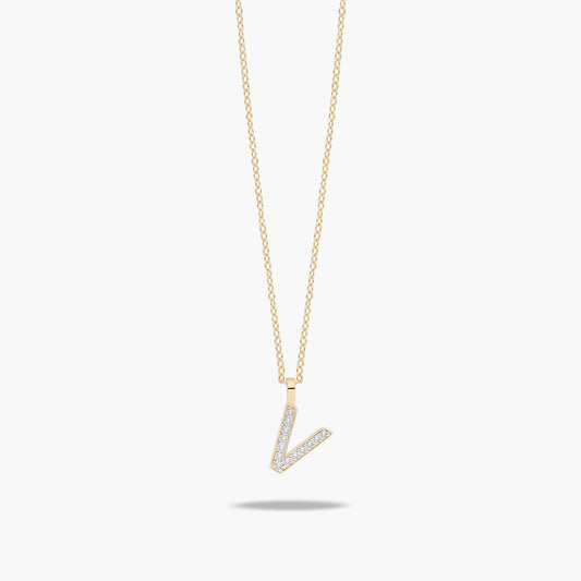 Collar de oro 18K circonitas V ABECEDARY