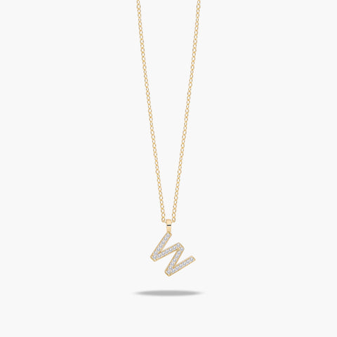 Collar de oro 18K circonitas W ABECEDARY