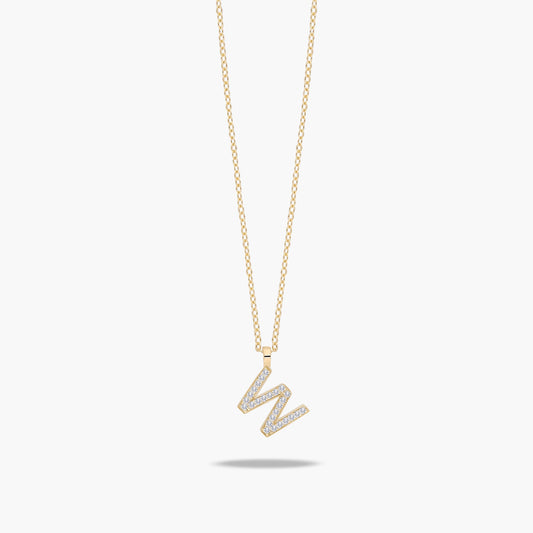 Collar de oro 18K circonitas W ABECEDARY