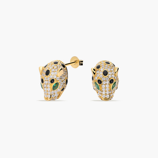 Pendientes de oro 18K circonitas 13 mm LEOPARD