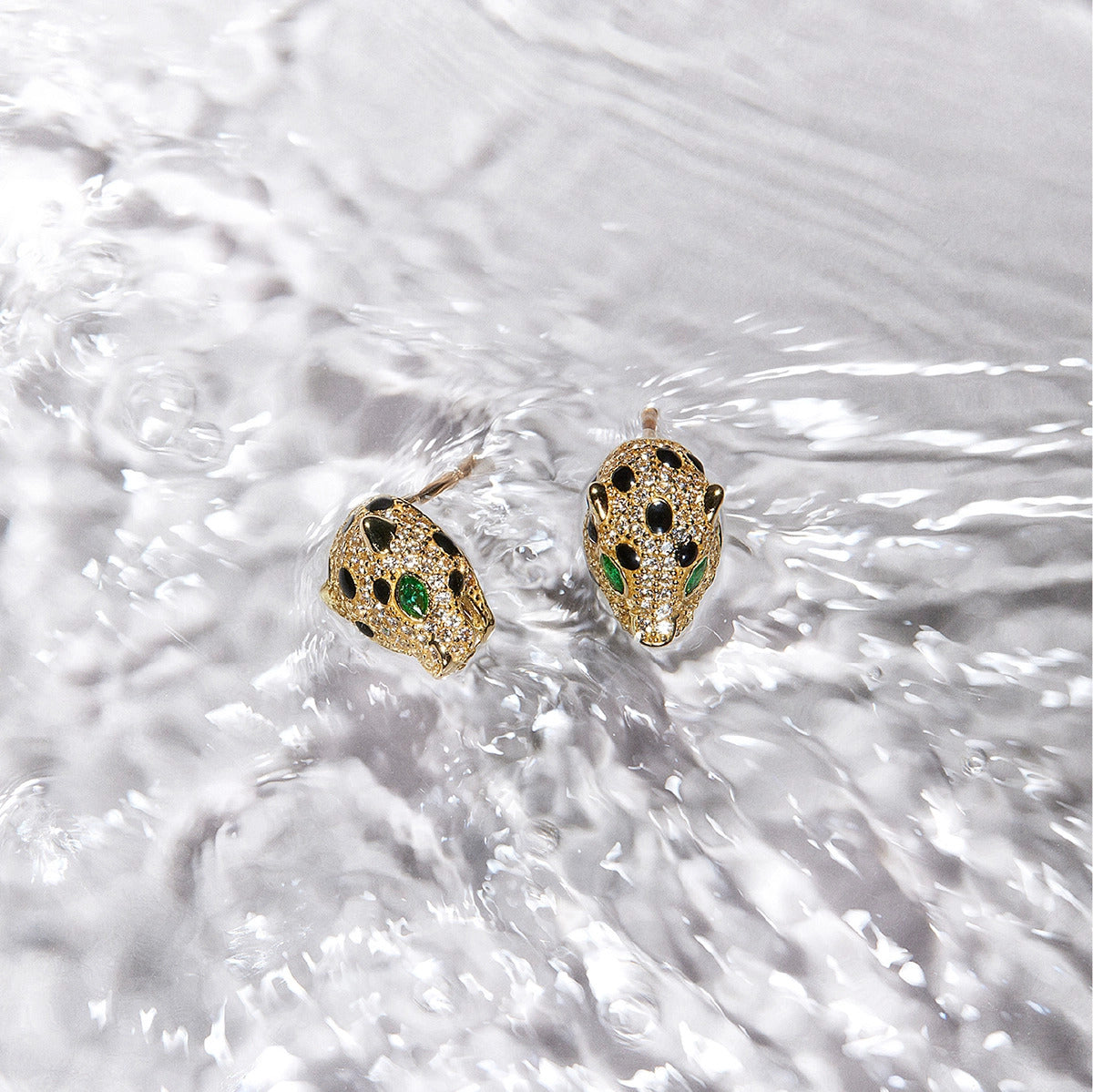Pendientes de oro 18K circonitas 13 mm LEOPARD