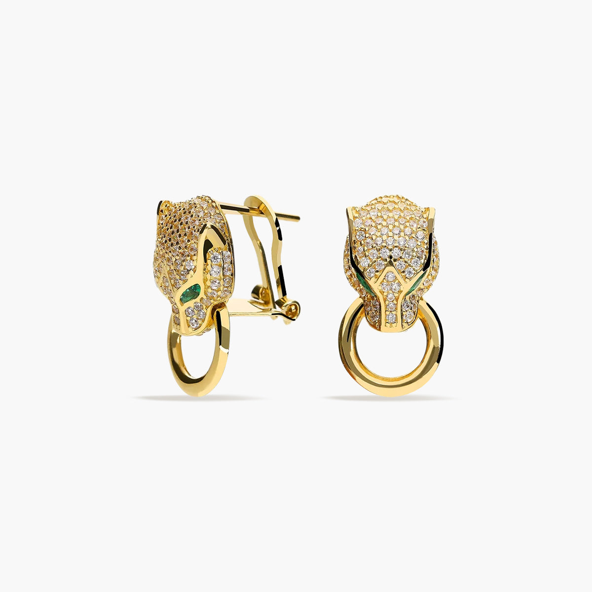 Pendientes de oro 18K circonitas 19 mm LEOPARD