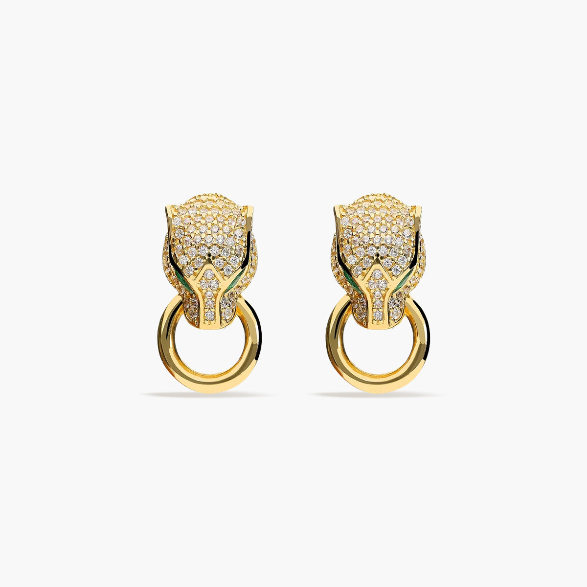 Pendientes de oro 18K circonitas 19 mm LEOPARD