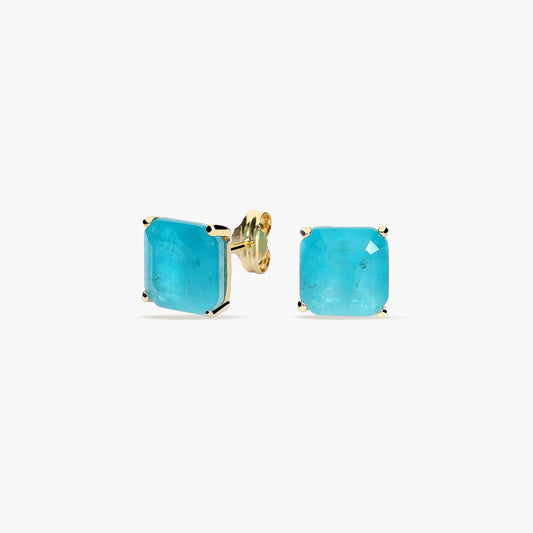 Pendientes de oro 18K cuarzo cian 8 mm
