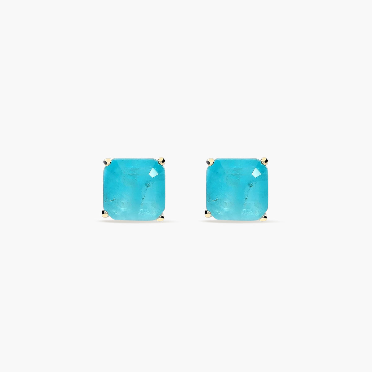 Pendientes de oro 18K cuarzo cian 8 mm