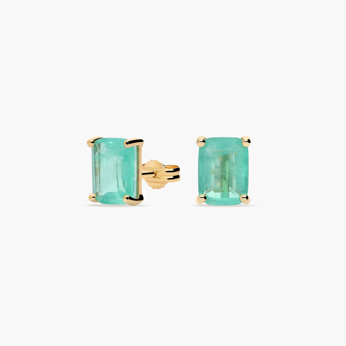Pendientes de oro 18K cuarzo verde 8 mm
