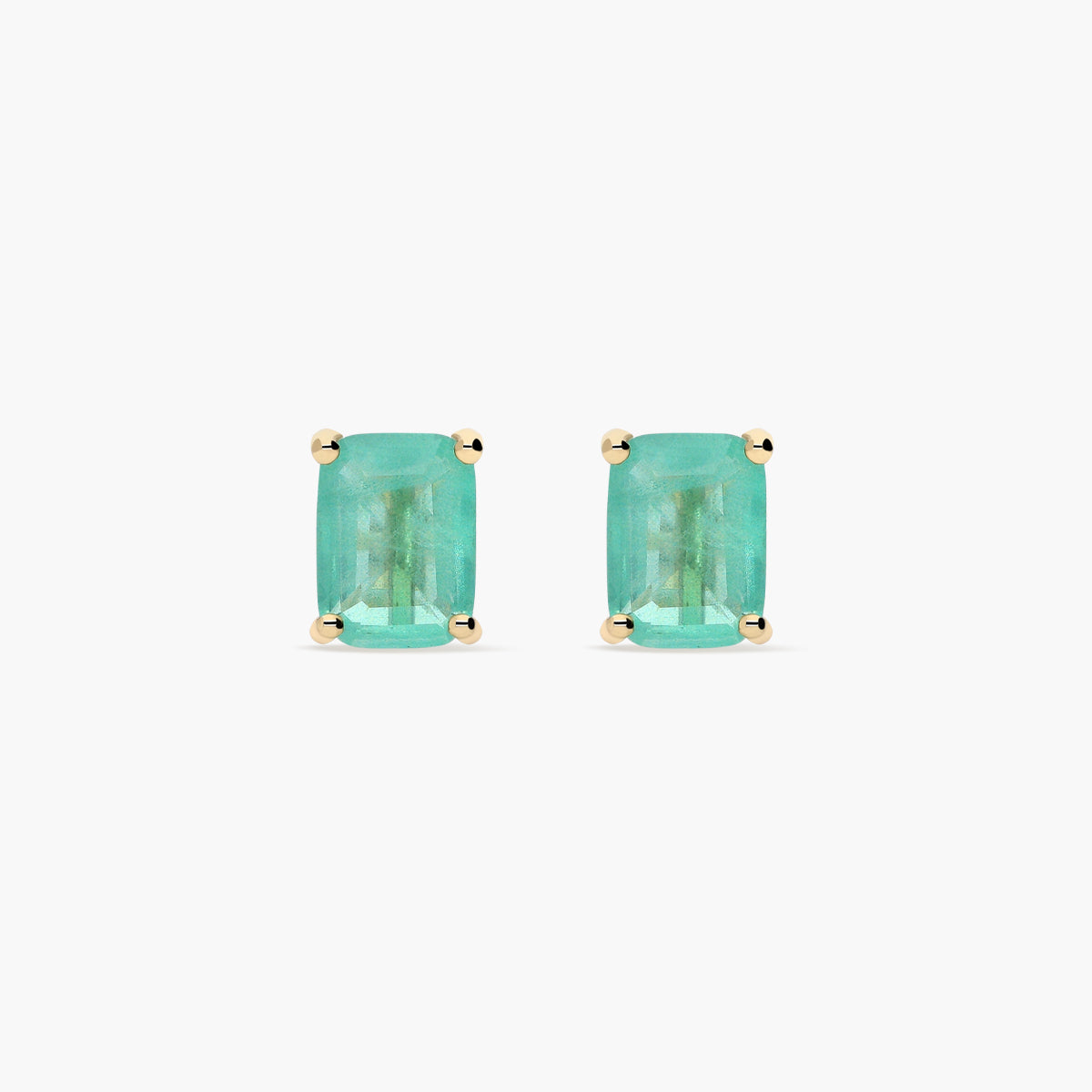 Pendientes de oro 18K cuarzo verde 8 mm