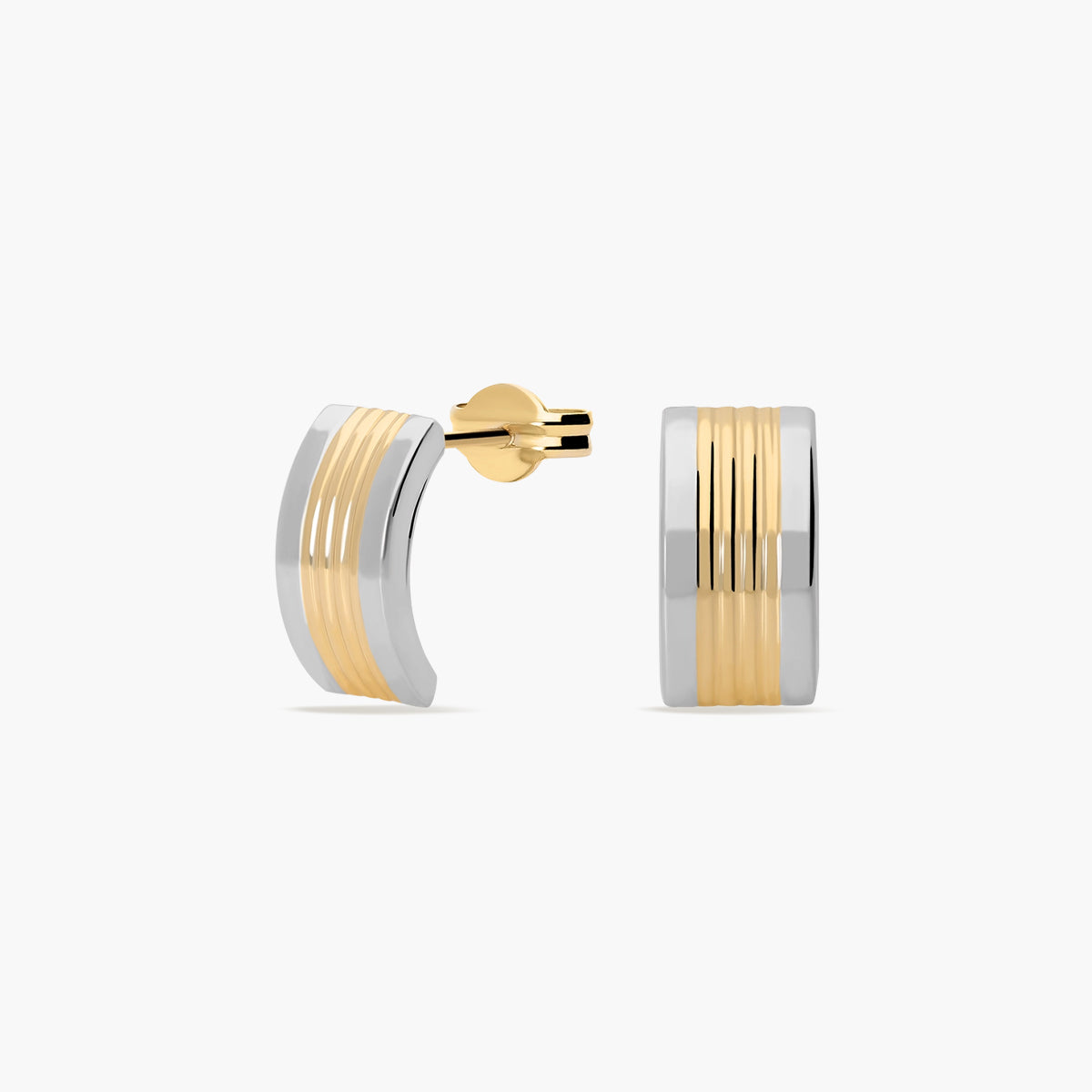 Pendientes de oro bicolor 18K 11 mm